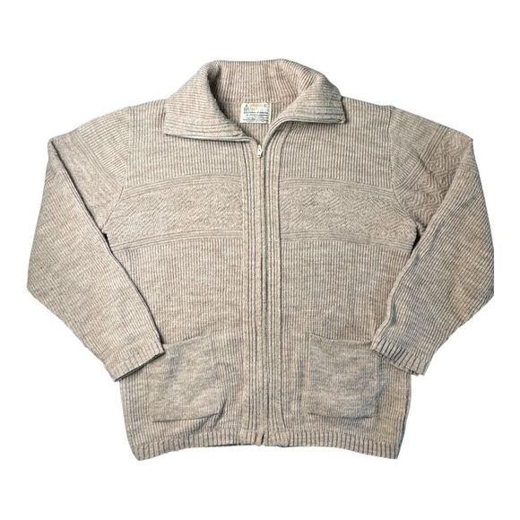 Vintage London Fog Zip Up Chunky Knit Sweater Cardigan Mens Large Grandpa USA - Picture 10 of 11